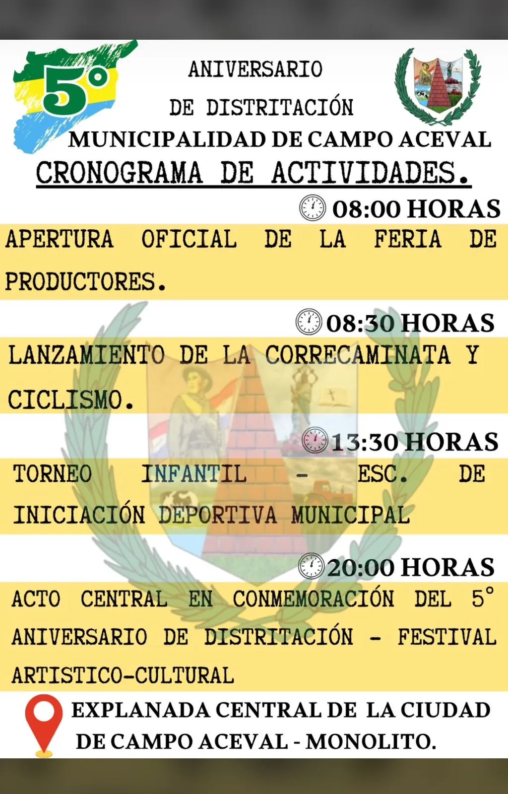 Portada PROGRAMACIÓN DE ANIVERSARIO DISTRICTAL CAMPO ACEVAL