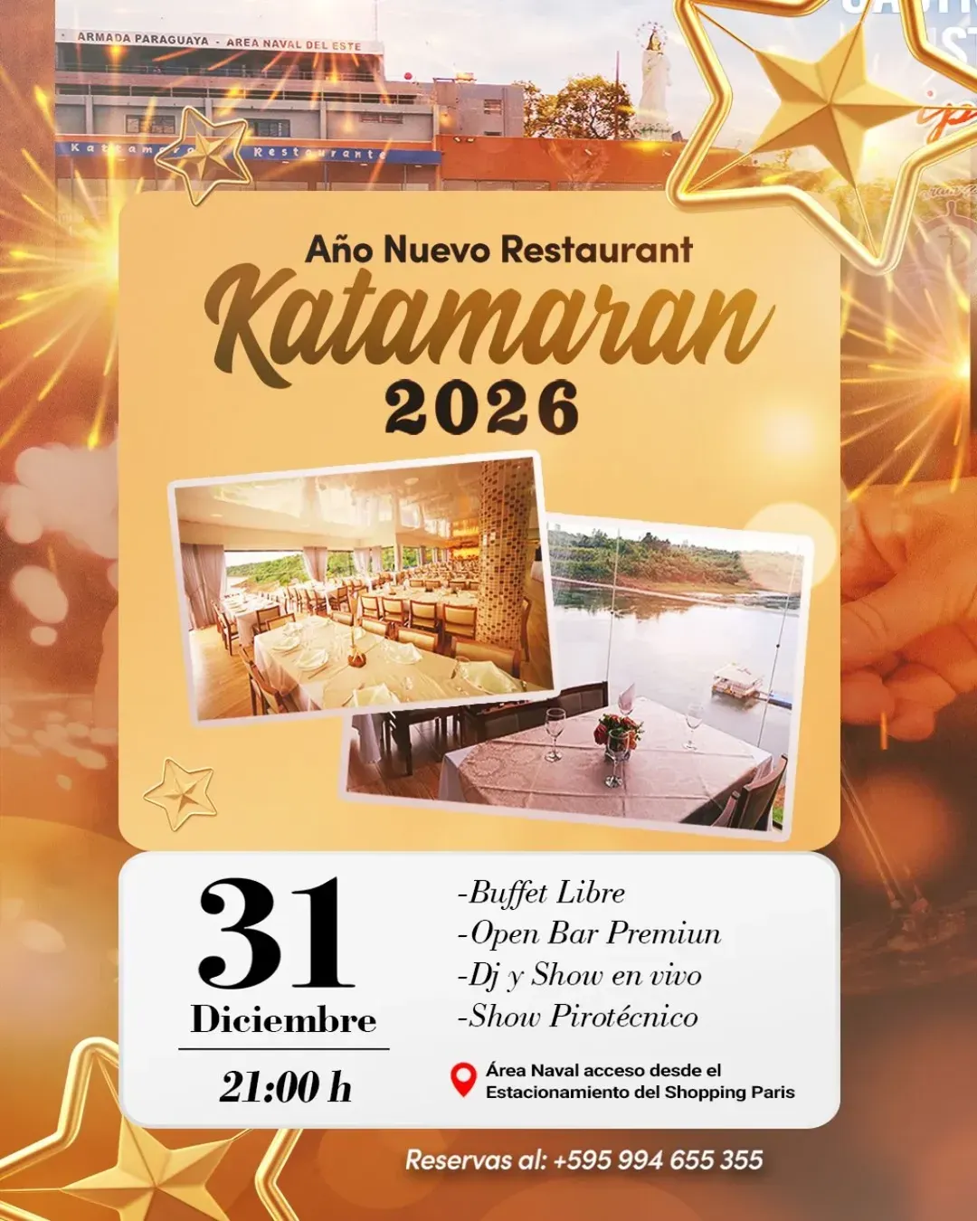 Fondo AÑO NUEVO EN EL RESTAURANTE KATTAMARAM 2026