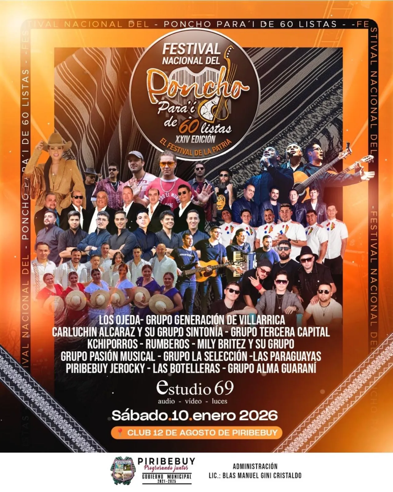 Portada FESTIVAL NACIONAL DEL PONCHO PARA'I DE 60 LISTAS - XXIV EDICION