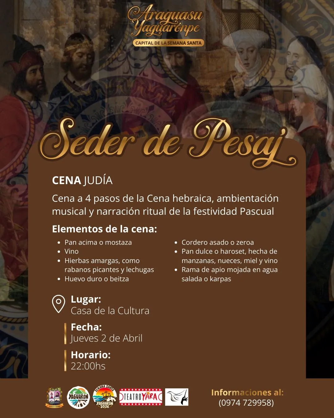 Portada SEDER DE PESAJ - CENA JUDIA - SEMANA SANTA YAGUARON