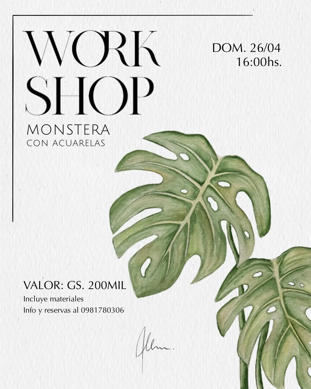 Fondo WORKSHOP MONSTERA CON ACUARELAS