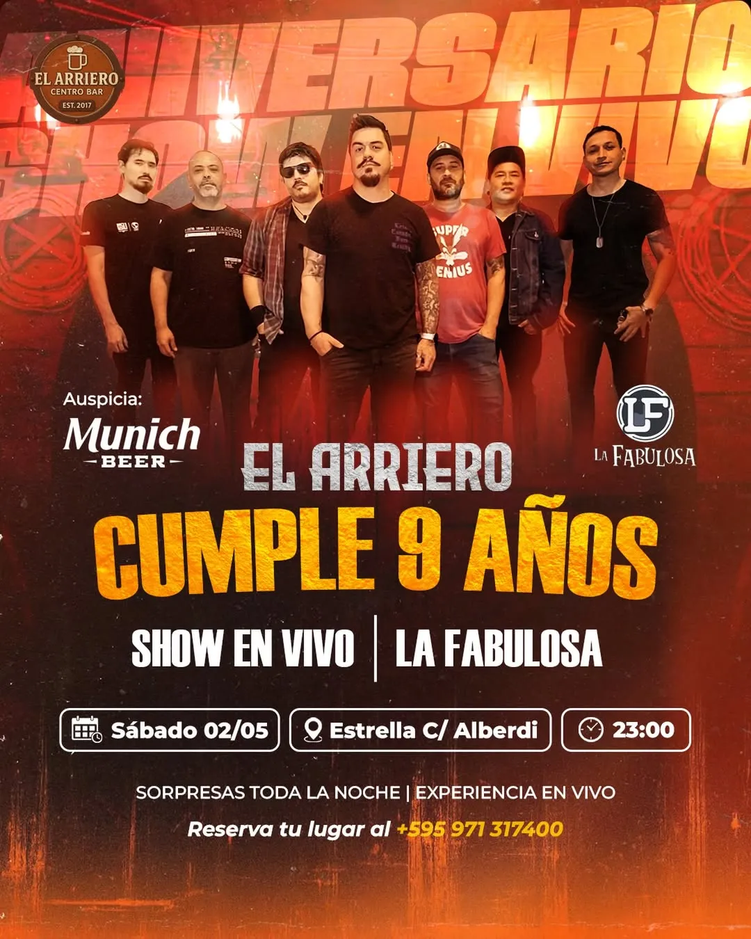 Fondo 9 AÑOS DE HISTORIA FIESTA Y PURA ENERGIA