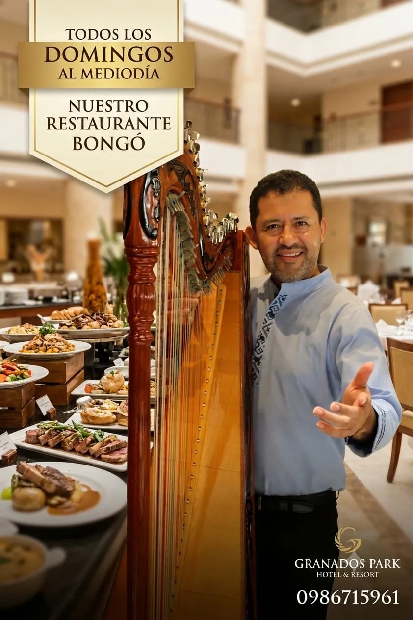 Fondo ALMUERZO EN BONGO CON SHOW DE ARPA