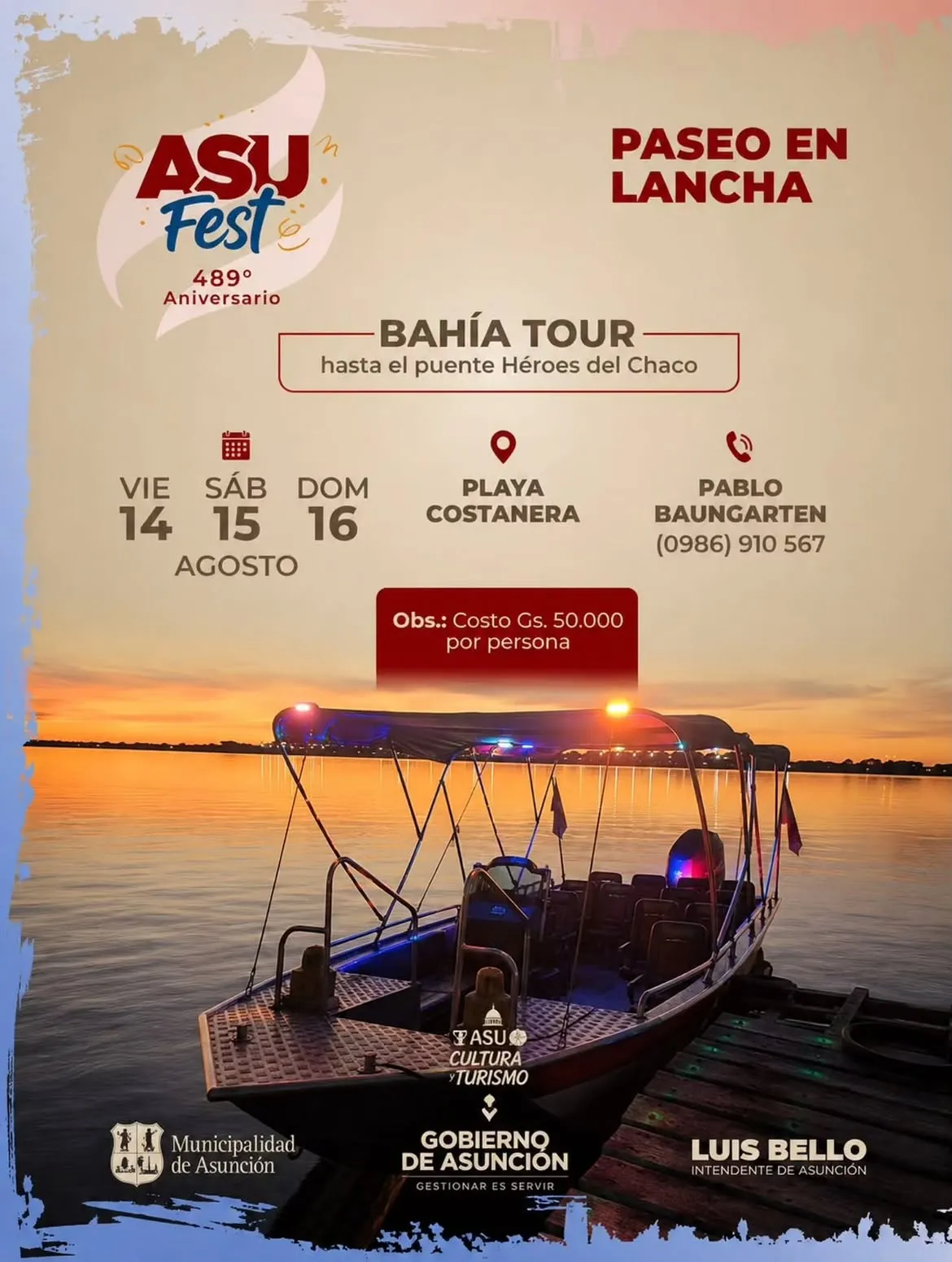 Portada PASEO EN LANCHA POR EL RIO PARAGUAY